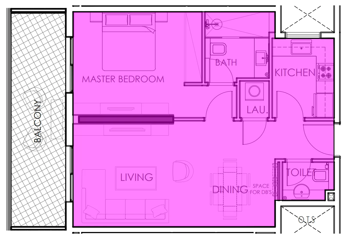 Amer Al Ghurair Residences 1 BR floor plan