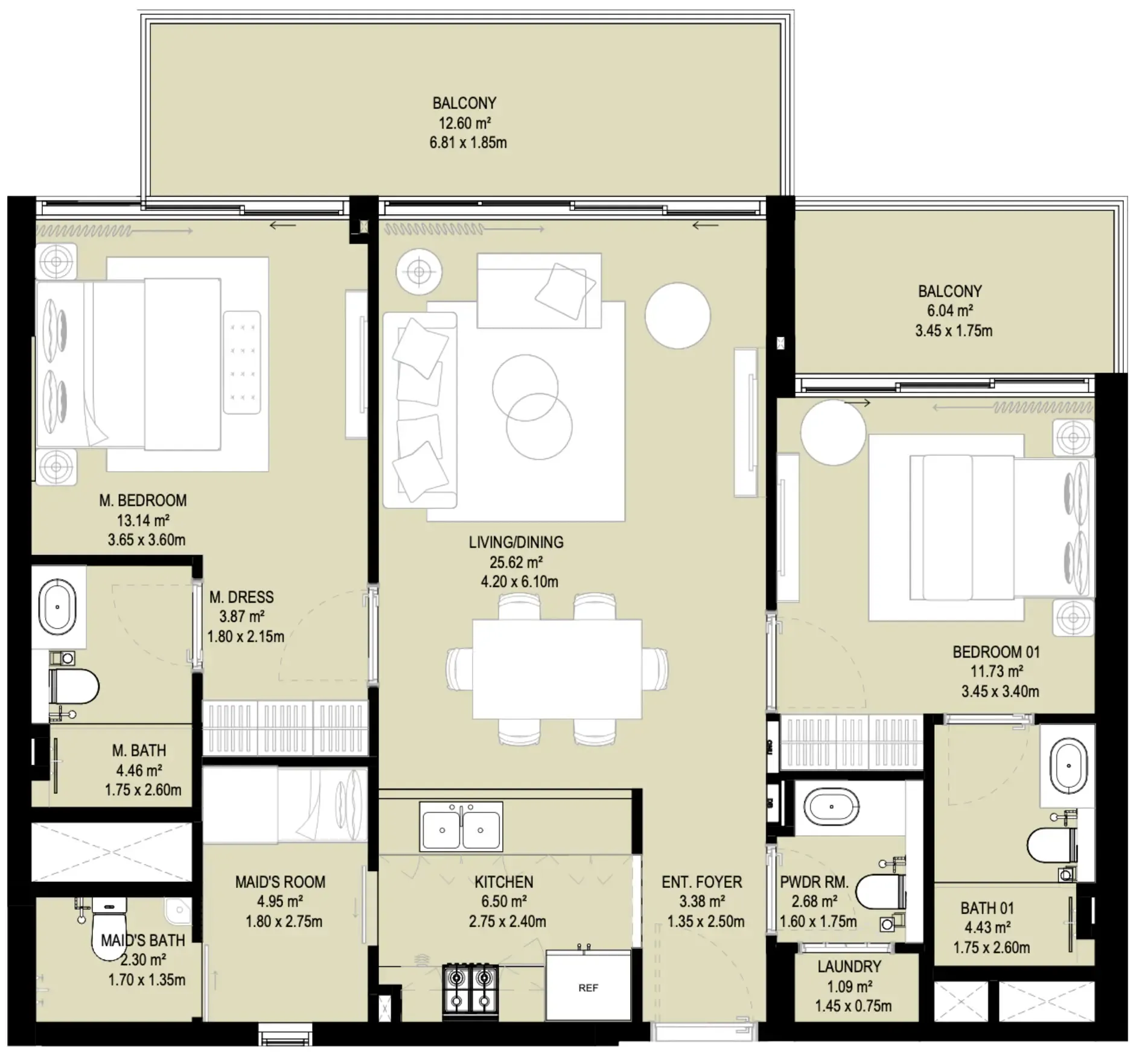 Aura Prestige 2 BR floor plan