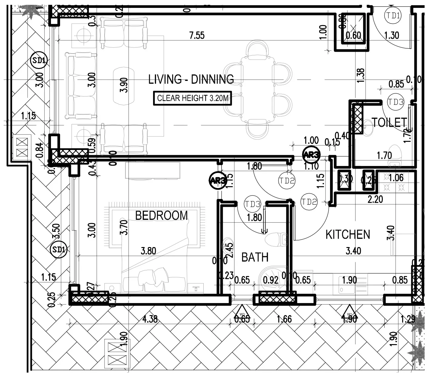 Dugasta Warsan (Jneibi) 1 BR floor plan