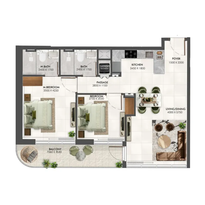 Enchante 2 BR floor plan