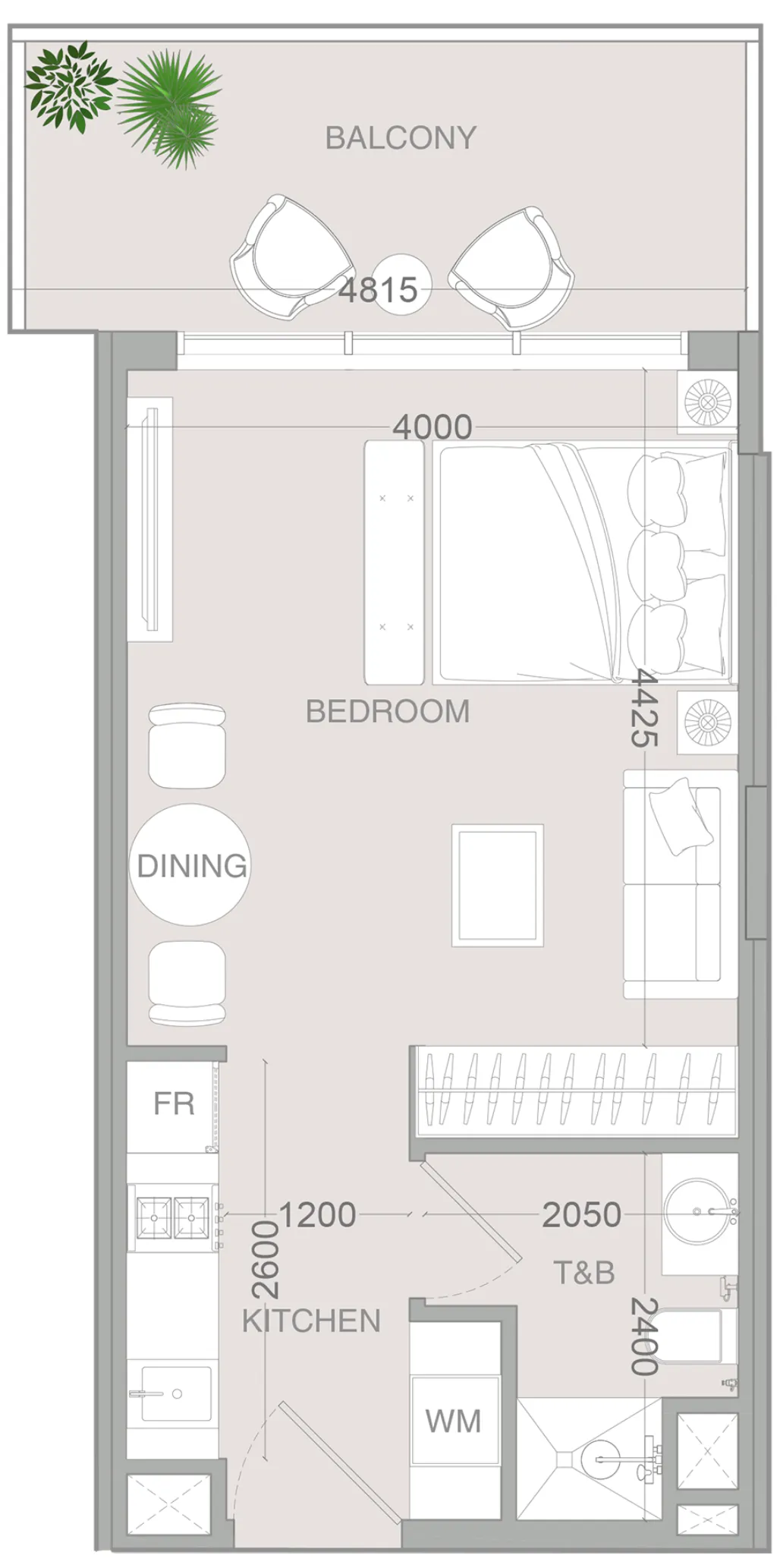 IR1DIAN Park 2 Studio floor plan