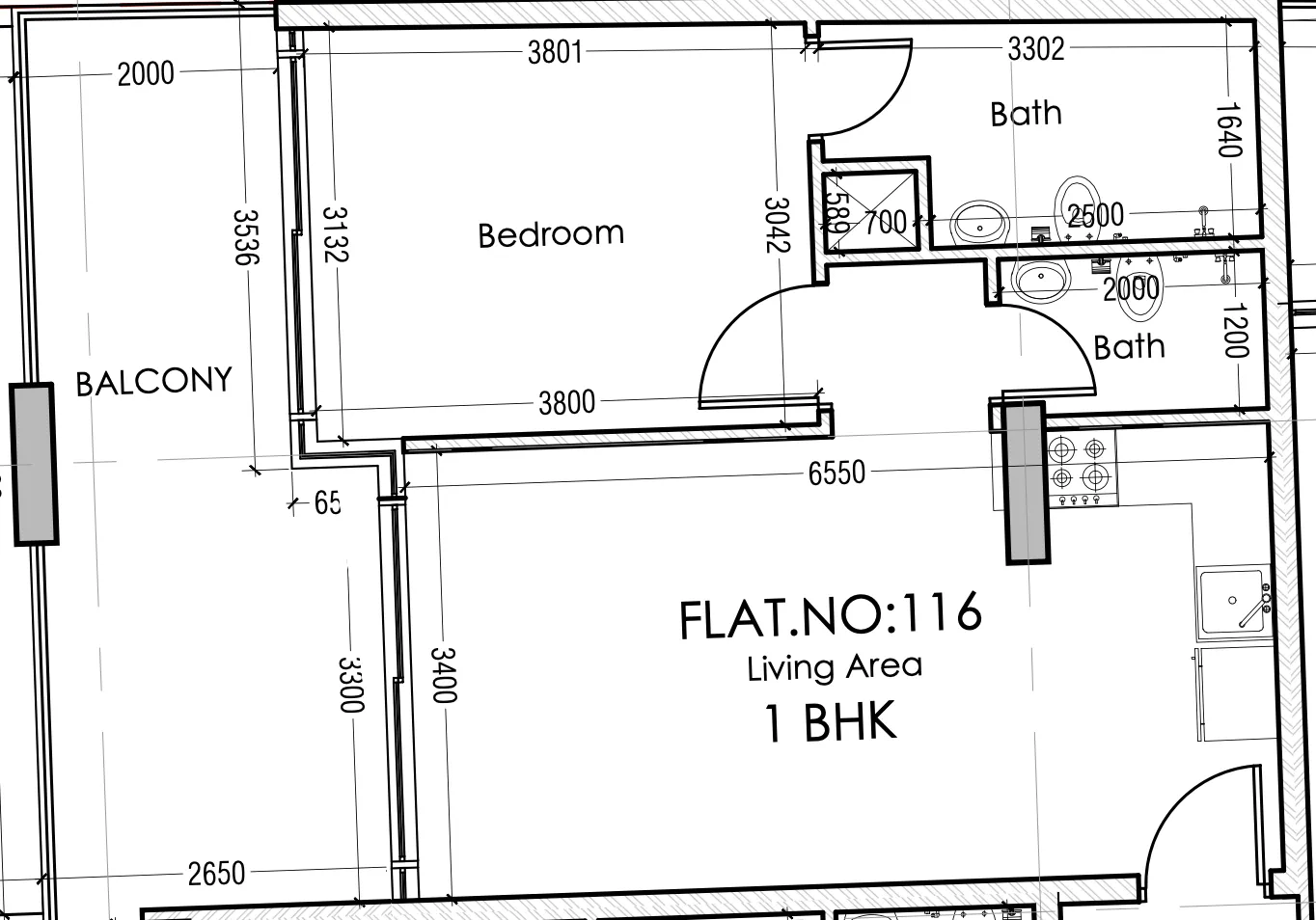 Moonsa Residences 2 1 BR floor plan