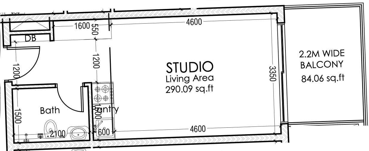 Moonsa Residences 2 Studio floor plan