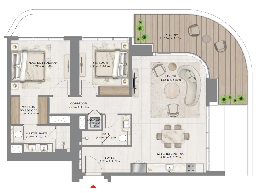 Seapoint 2 BR floor plan