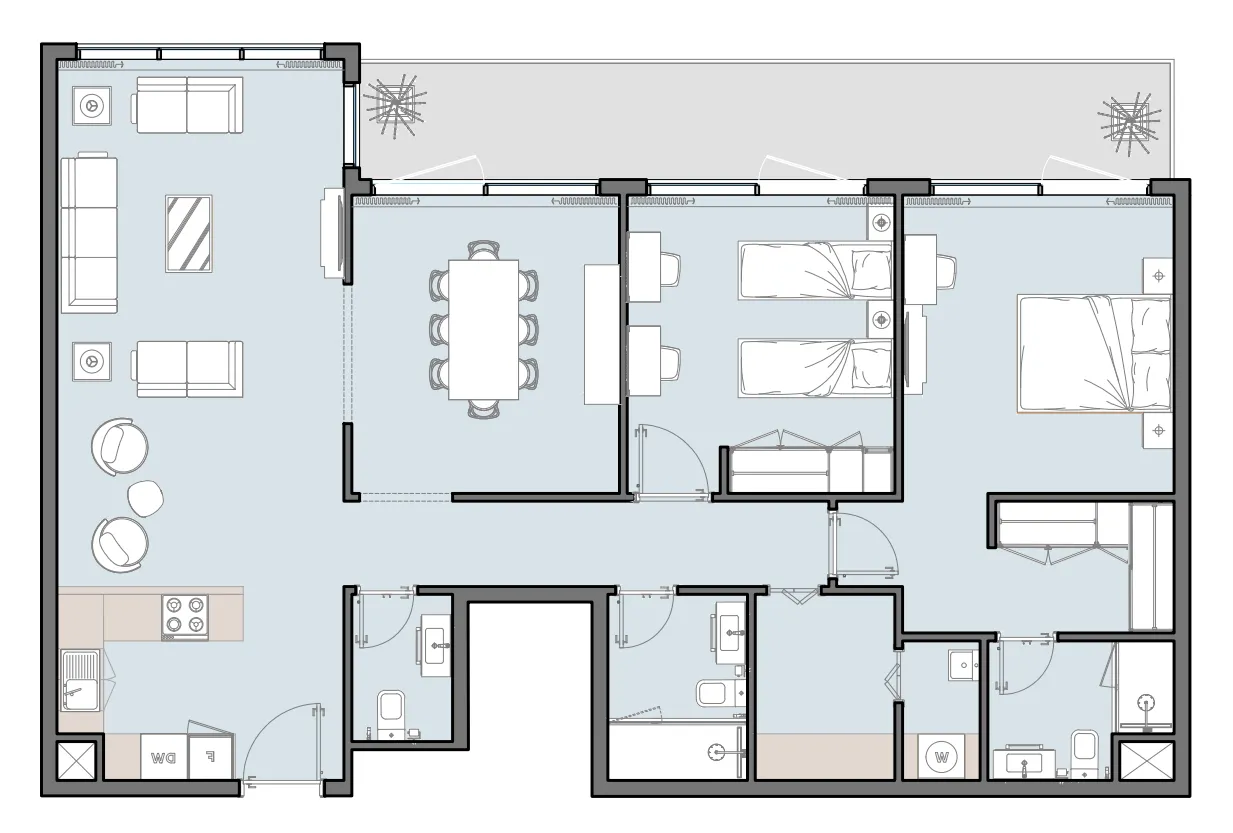 The WADI 2 BR floor plan