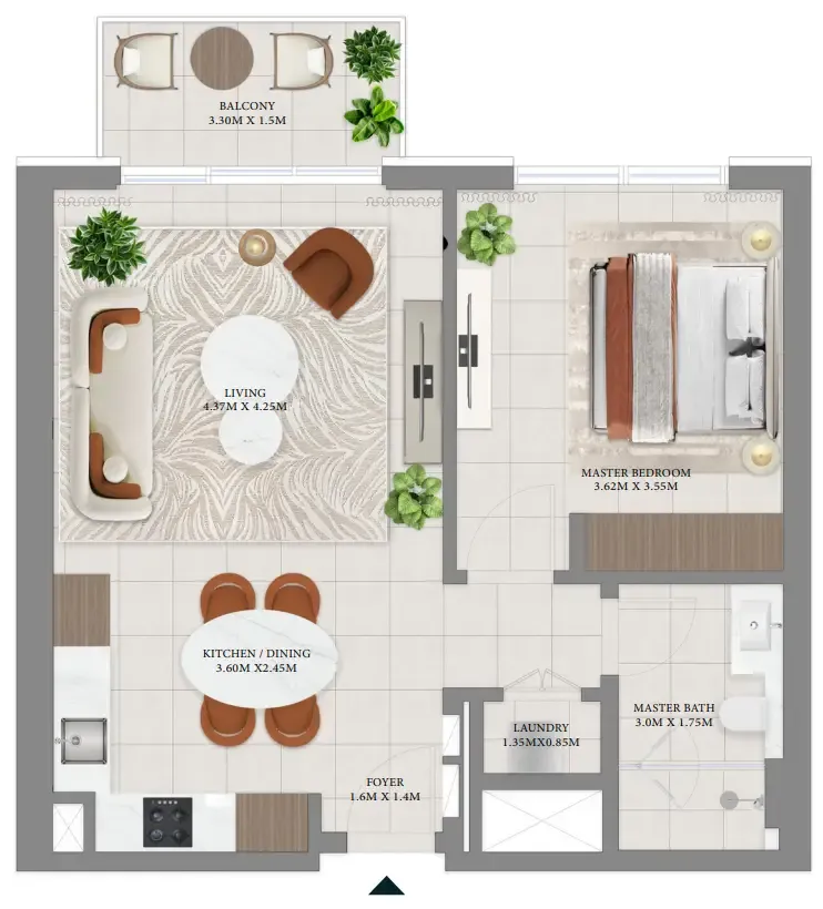 Vida Residences Hillside 1 BR floor plan