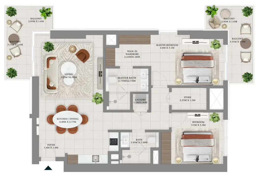 Vida Residences Hillside 2 BR floor plan