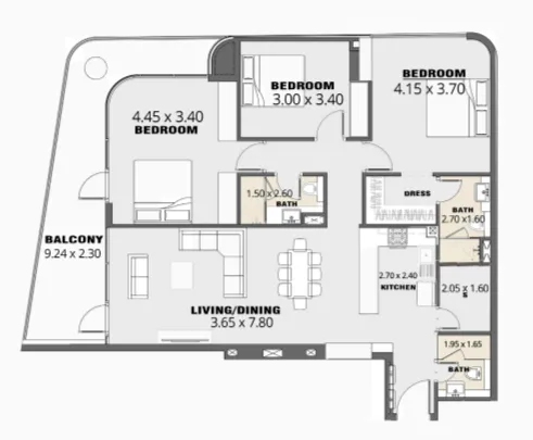 Volna by Kasco 3 BR floor plan